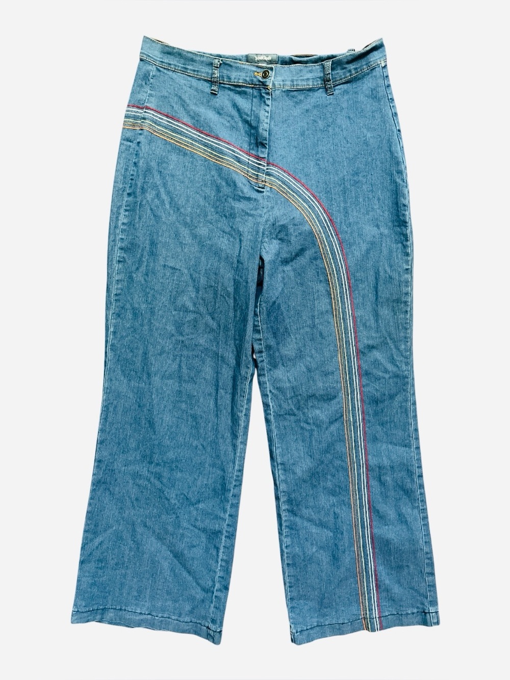 ModCloth Rainbow Pride Denim Jeans Size 20W Wide Leg Lightweight Retro Boho - Picture 3 of 6